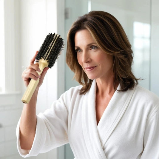 Brosse-ronde-poil-de-sanglier-femme-se-peigne-les-cheveux