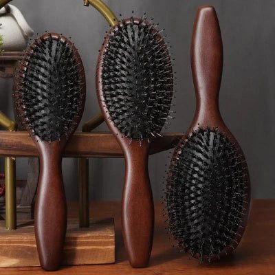 Brosse cheveux en Poil de Sanglier - Bois foncé - Petits Plaisirs Malins