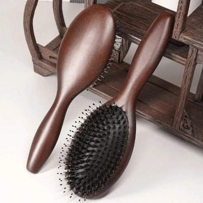 Brosse cheveux en Poil de Sanglier - Bois foncé - Petits Plaisirs Malins