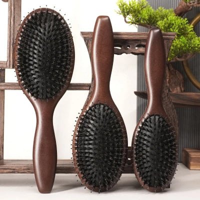 Brosse cheveux en Poil de Sanglier - Bois foncé - Petits Plaisirs Malins