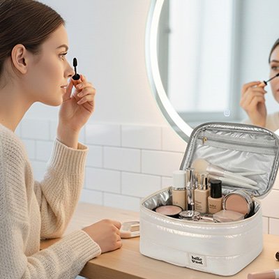 Trousse de toilette de luxe femme double zip 