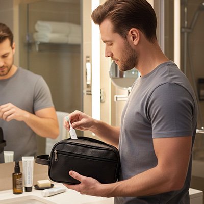 Trousse de toilette homme voyage revêtement élégant